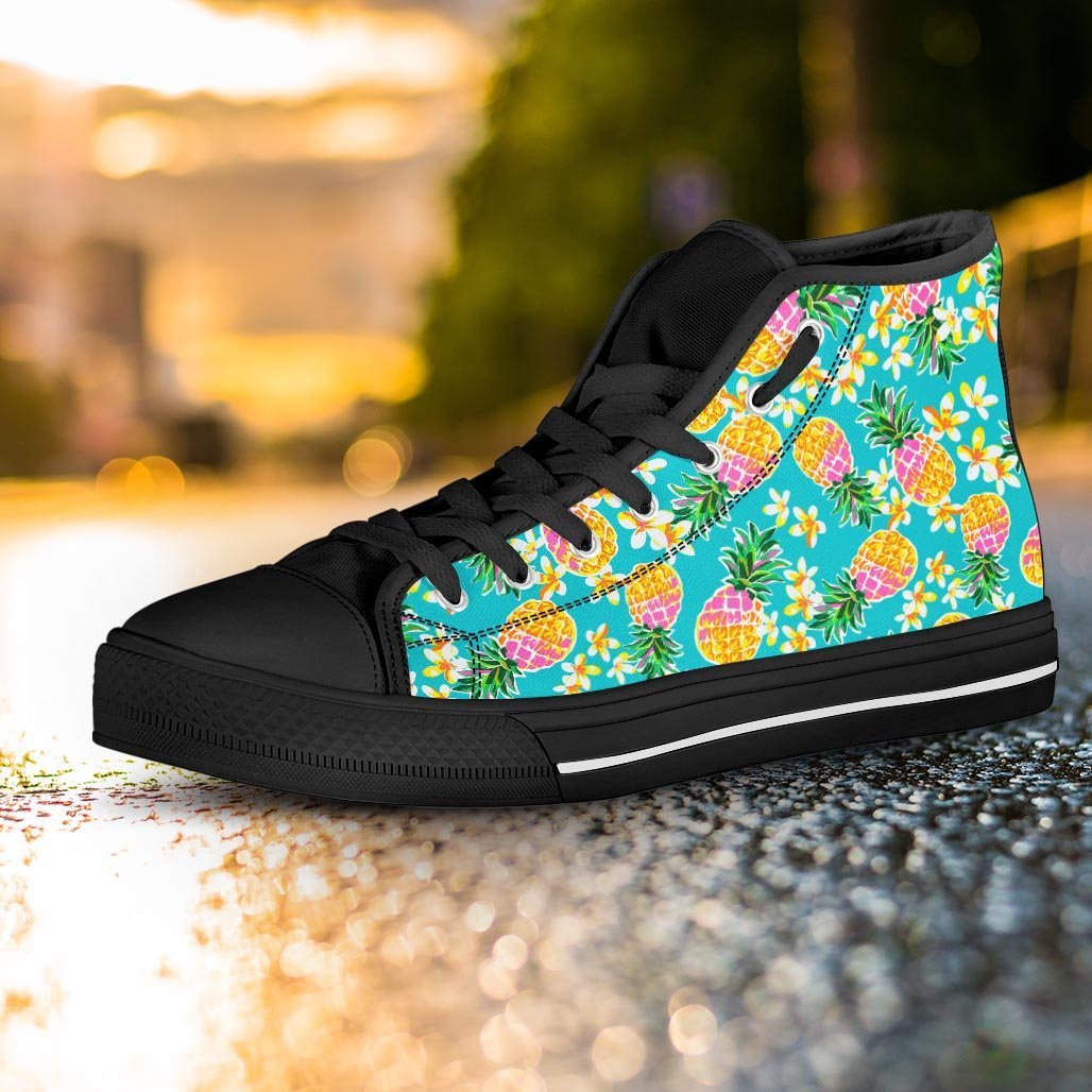Hawaiian Pineapple Print Women's High Top Shoes-grizzshop