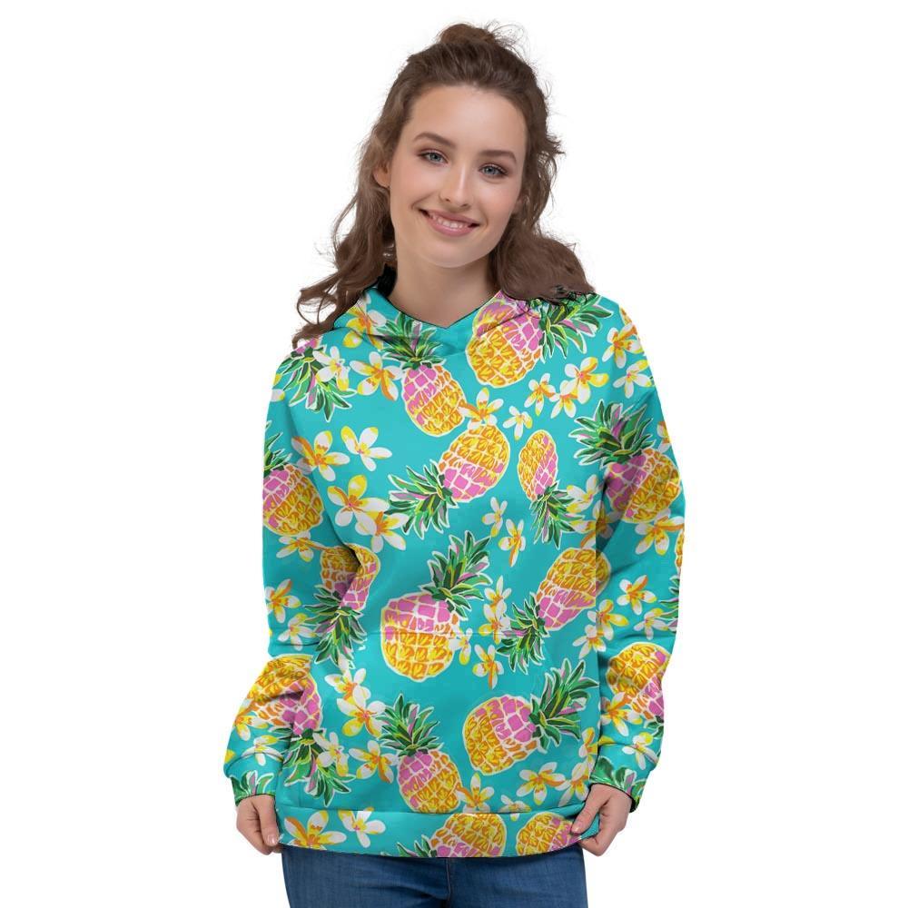 Hawaiian Pineapple Print Women's Hoodie-grizzshop