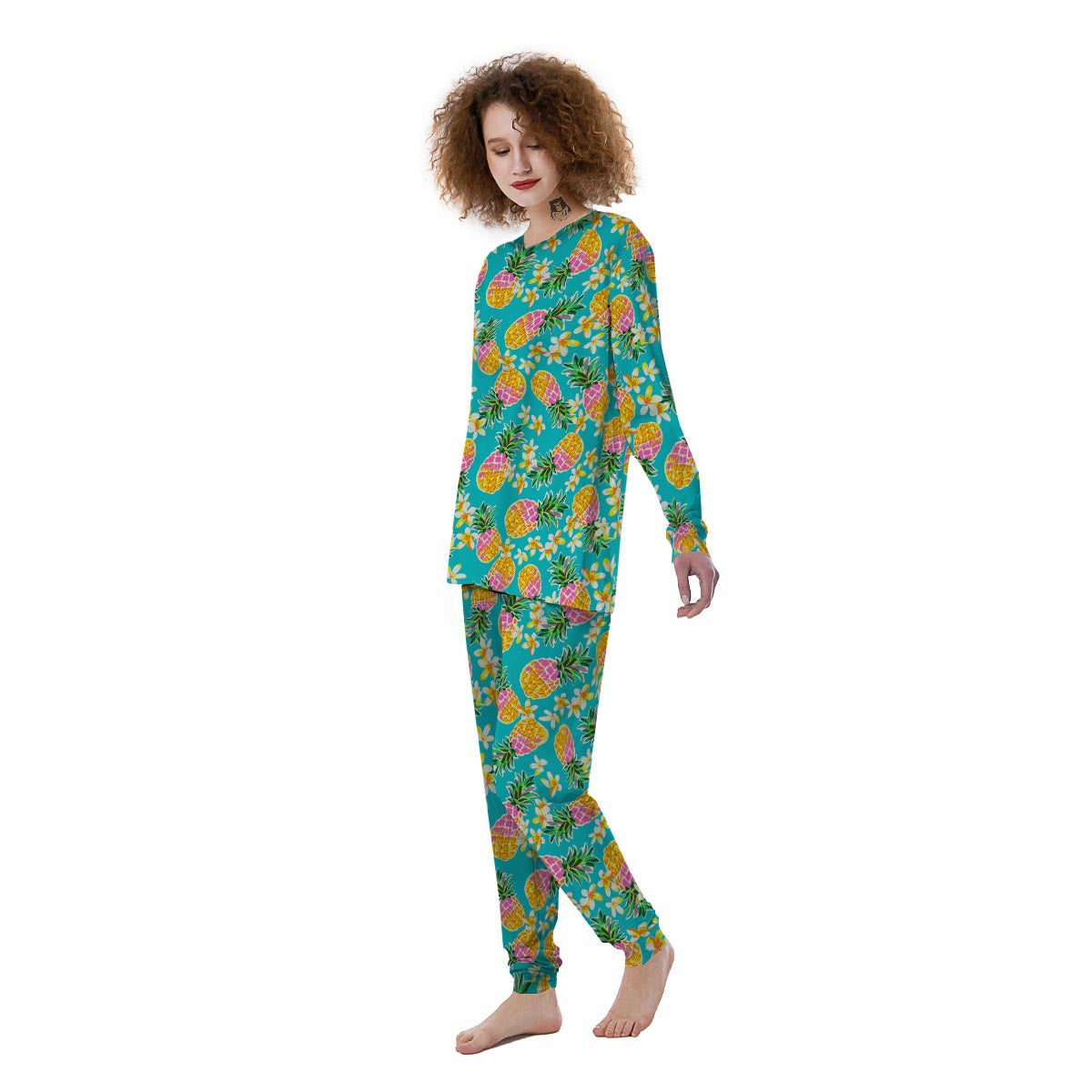 Hawaiian Pineapple Print Women's Pajamas-grizzshop