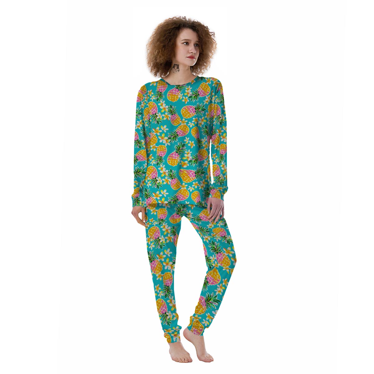 Hawaiian Pineapple Print Women's Pajamas-grizzshop