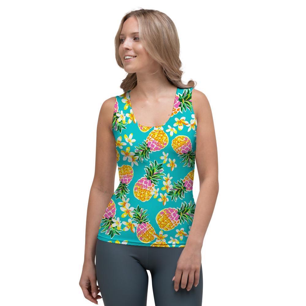 Hawaiian Pineapple Print Women's Tank Top-grizzshop