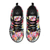 Hawaiian Pink Hibiscus Print Pattern Black Sneaker-grizzshop