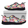 Hawaiian Pink Hibiscus Print Pattern Black Sneaker-grizzshop