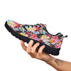 Hawaiian Pink Hibiscus Print Pattern Black Sneaker-grizzshop