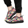 Hawaiian Pink Hibiscus Print Pattern Black Sneaker-grizzshop