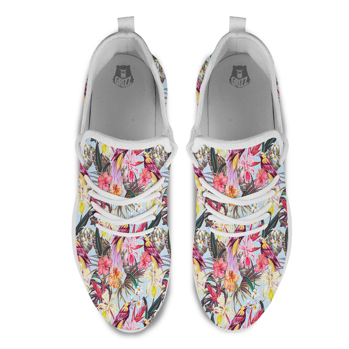 Hawaiian Pink Hibiscus Print Pattern White Athletic Shoes-grizzshop