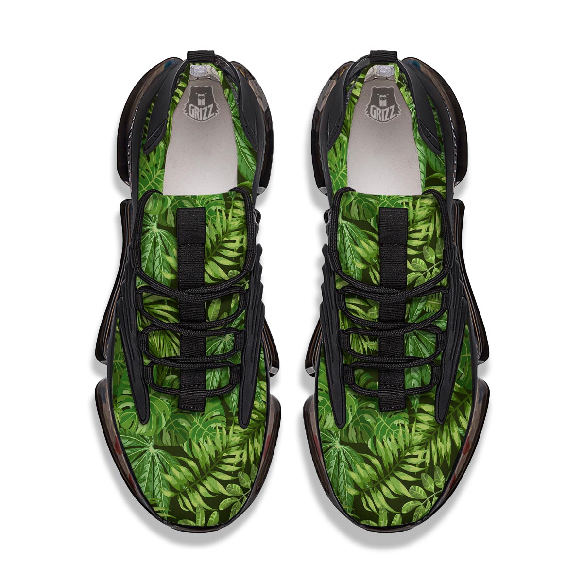Hawaiian Summer Leaves Print Pattern Black Gym Shoes-grizzshop