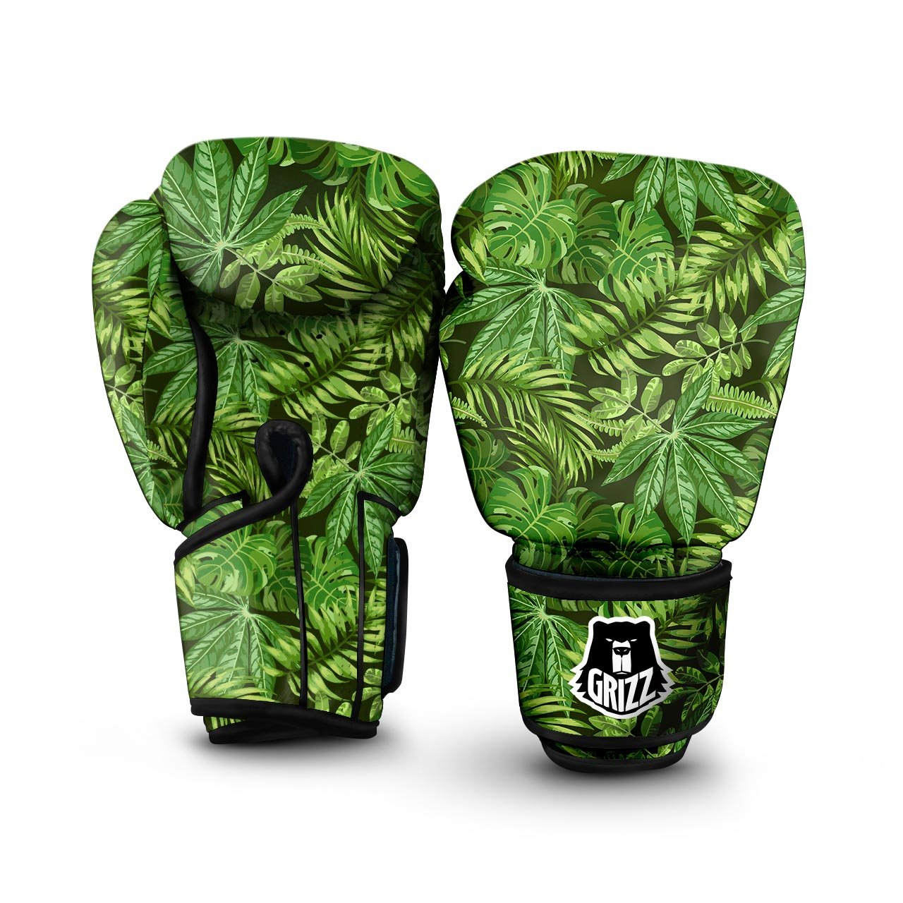 Hawaiian Summer Leaves Print Pattern Boxing Gloves-grizzshop