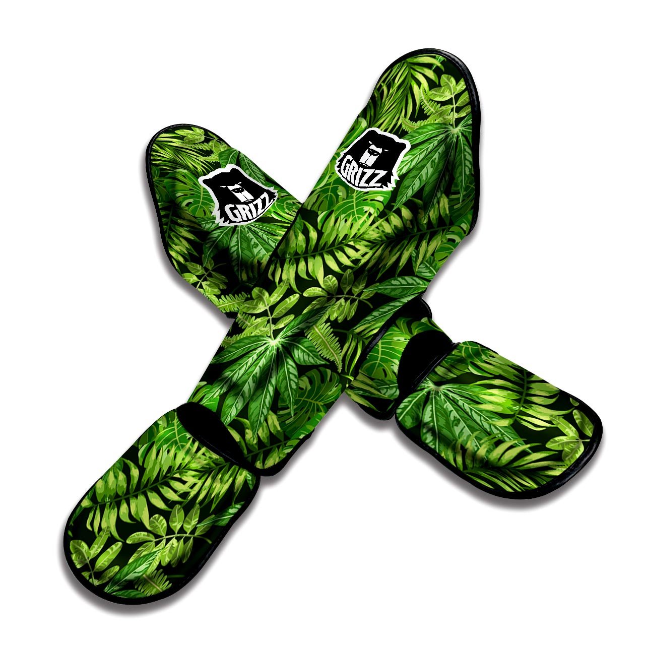 Hawaiian Summer Leaves Print Pattern Muay Thai Shin Guards-grizzshop