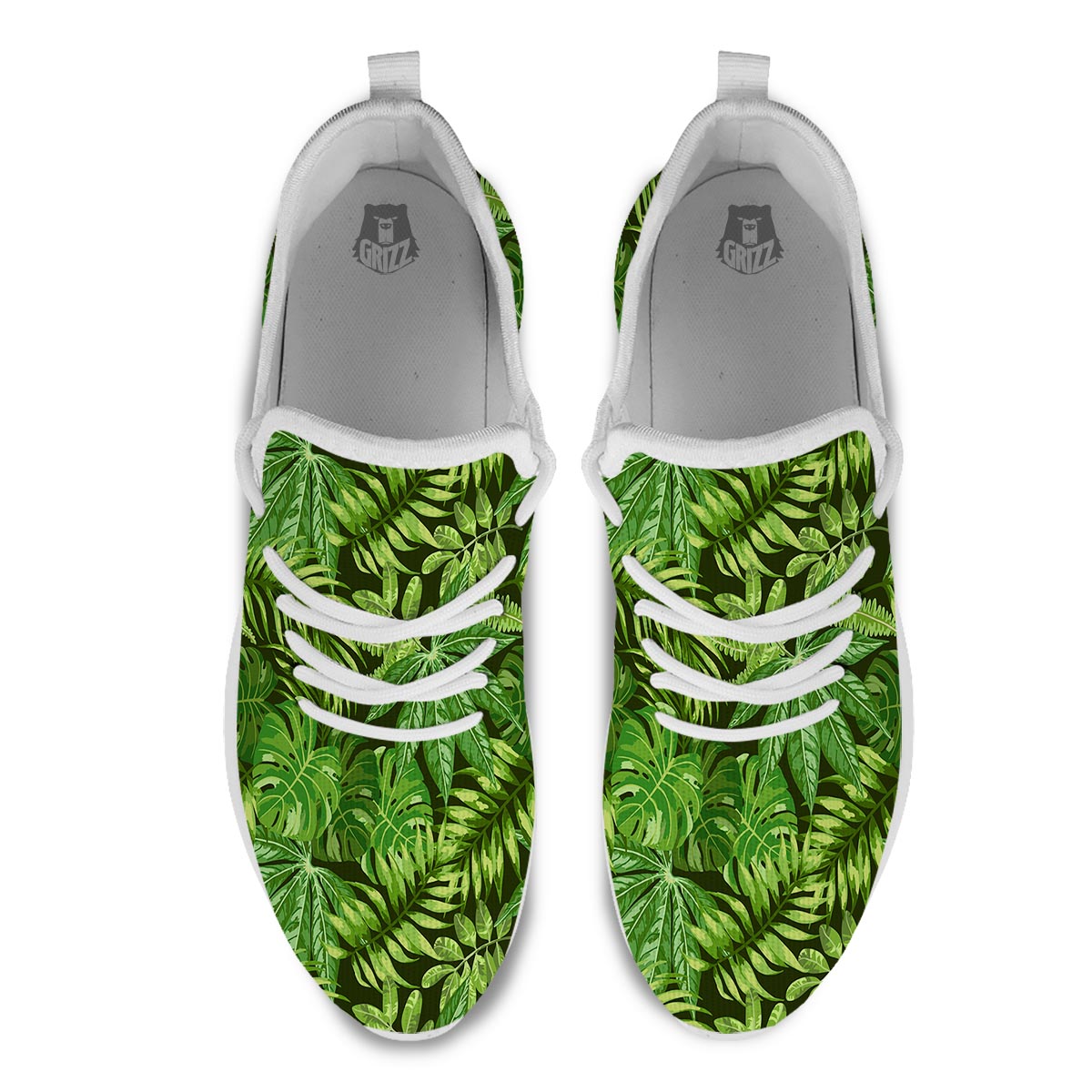 Hawaiian Summer Leaves Print Pattern White Athletic Shoes-grizzshop