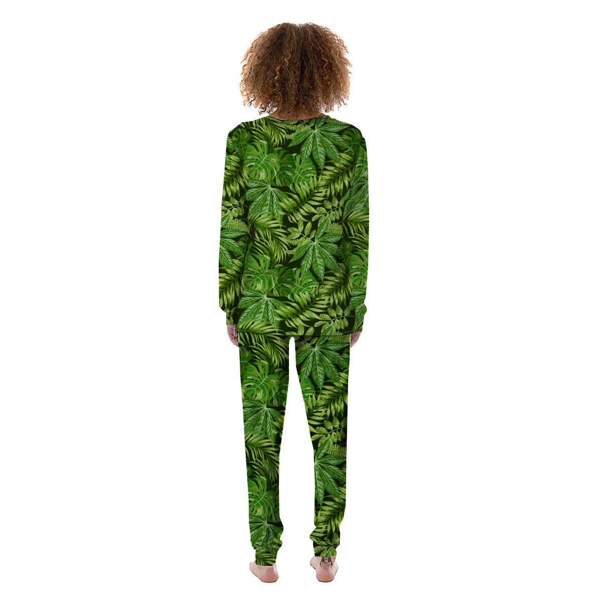 Hawaiian Summer Leaves Print Pattern Women's Pajamas-grizzshop