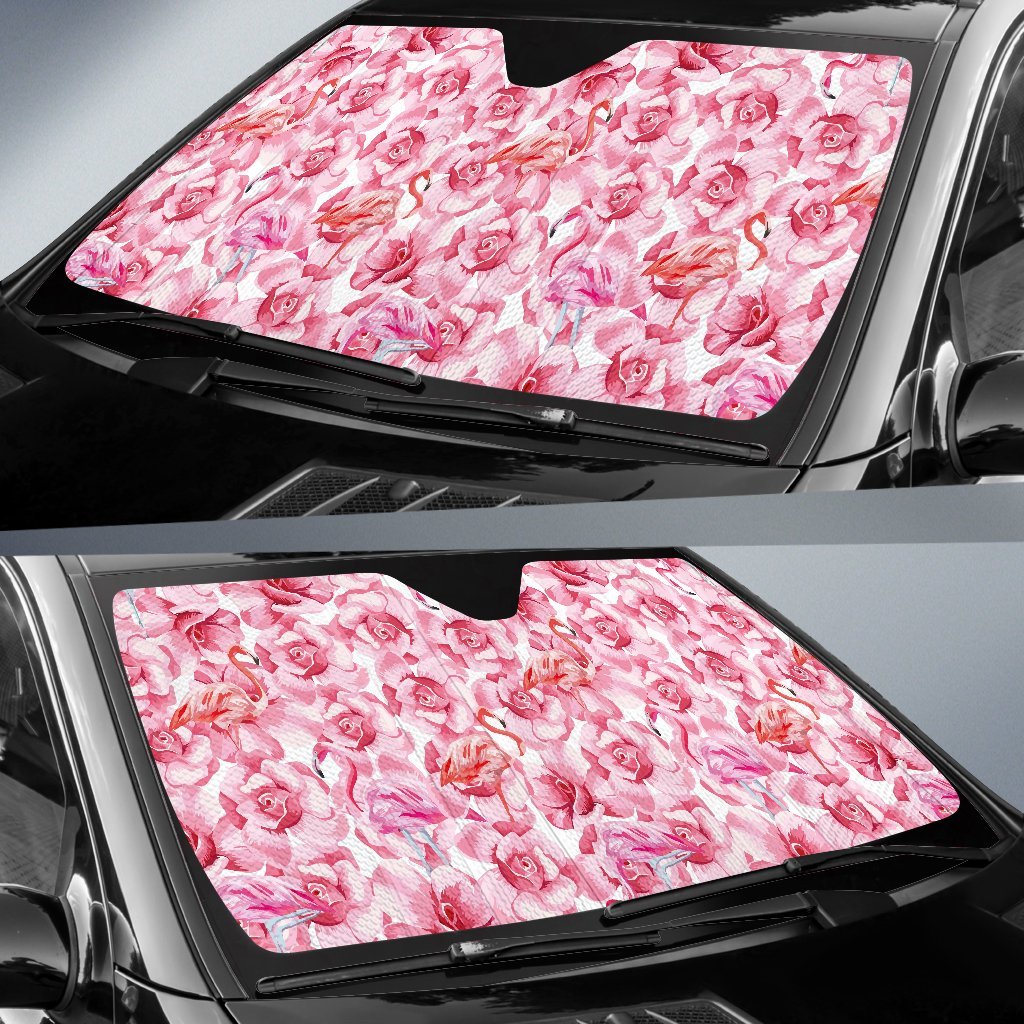 Hawaiian Tropical Flamingo Floral Pattern Print Car Sun Shade-grizzshop