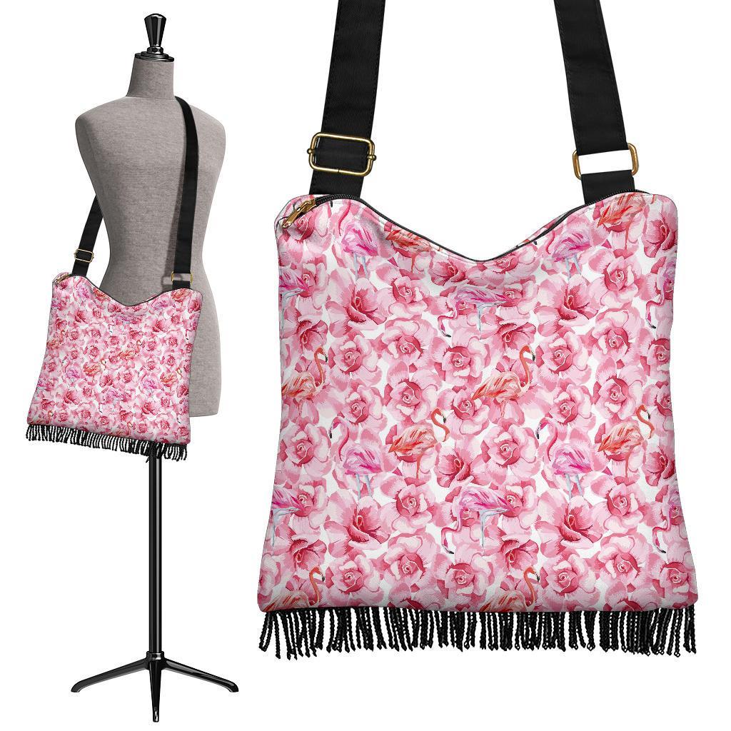 Hawaiian Tropical Flamingo Floral Pattern Print Crossbody Bags-grizzshop