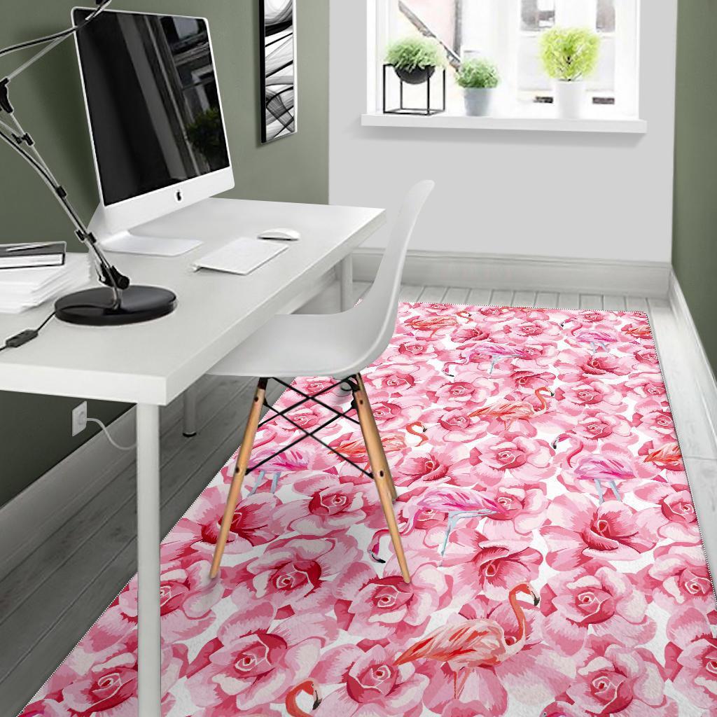 Hawaiian Tropical Flamingo Floral Pattern Print Floor Mat-grizzshop