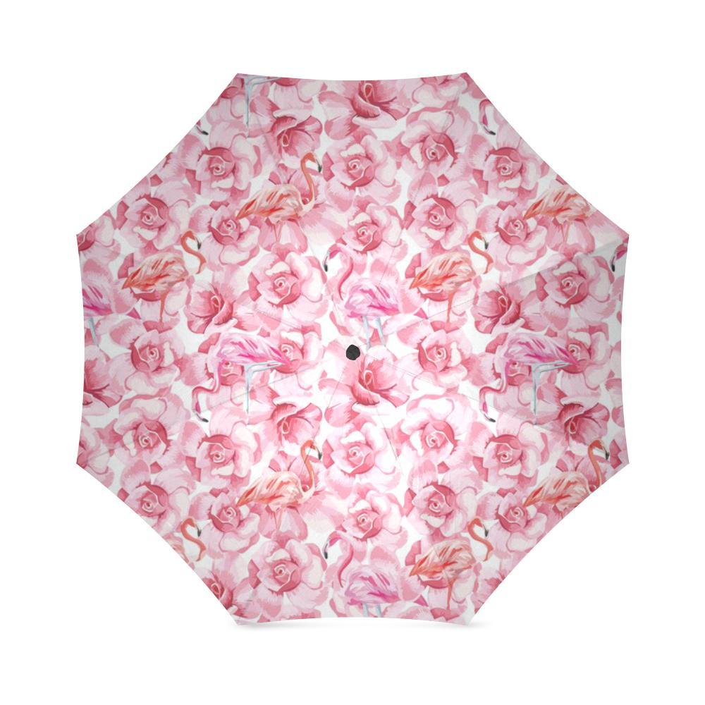 Hawaiian Tropical Flamingo Floral Pattern Print Foldable Umbrella-grizzshop