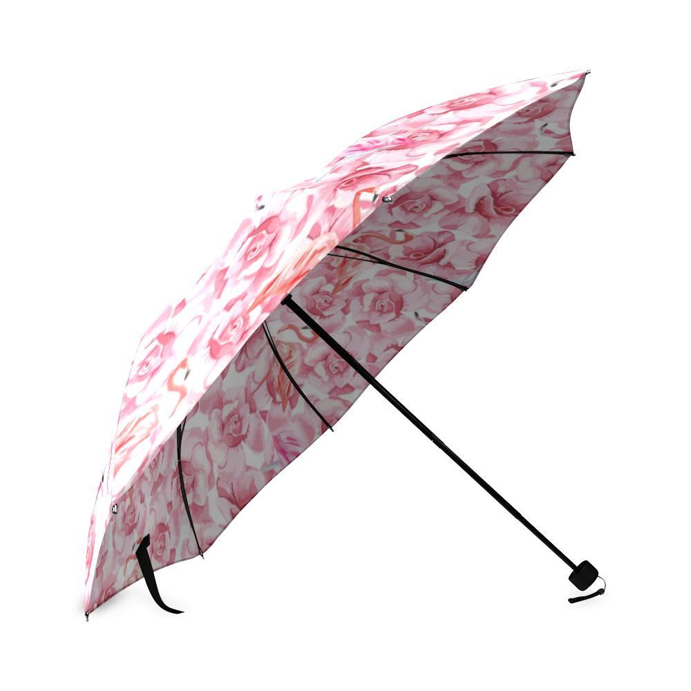 Hawaiian Tropical Flamingo Floral Pattern Print Foldable Umbrella-grizzshop