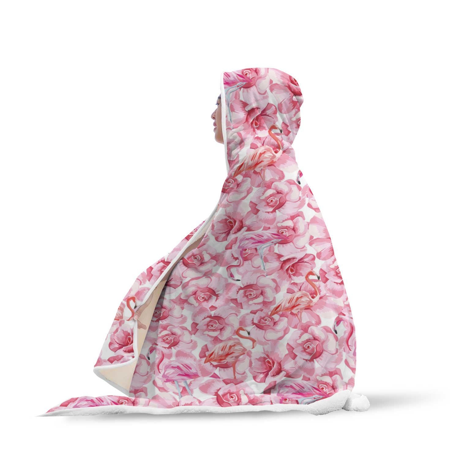 Hawaiian Tropical Flamingo Floral Pattern Print Hooded Blanket-grizzshop