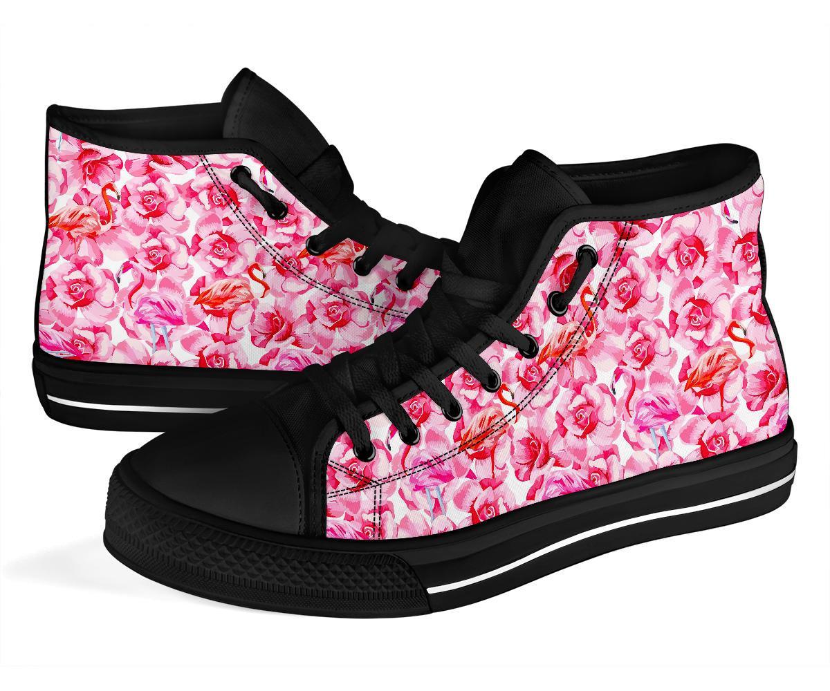 Hawaiian Tropical Flamingo Floral Pattern Print Men Women's High Top Shoes-grizzshop