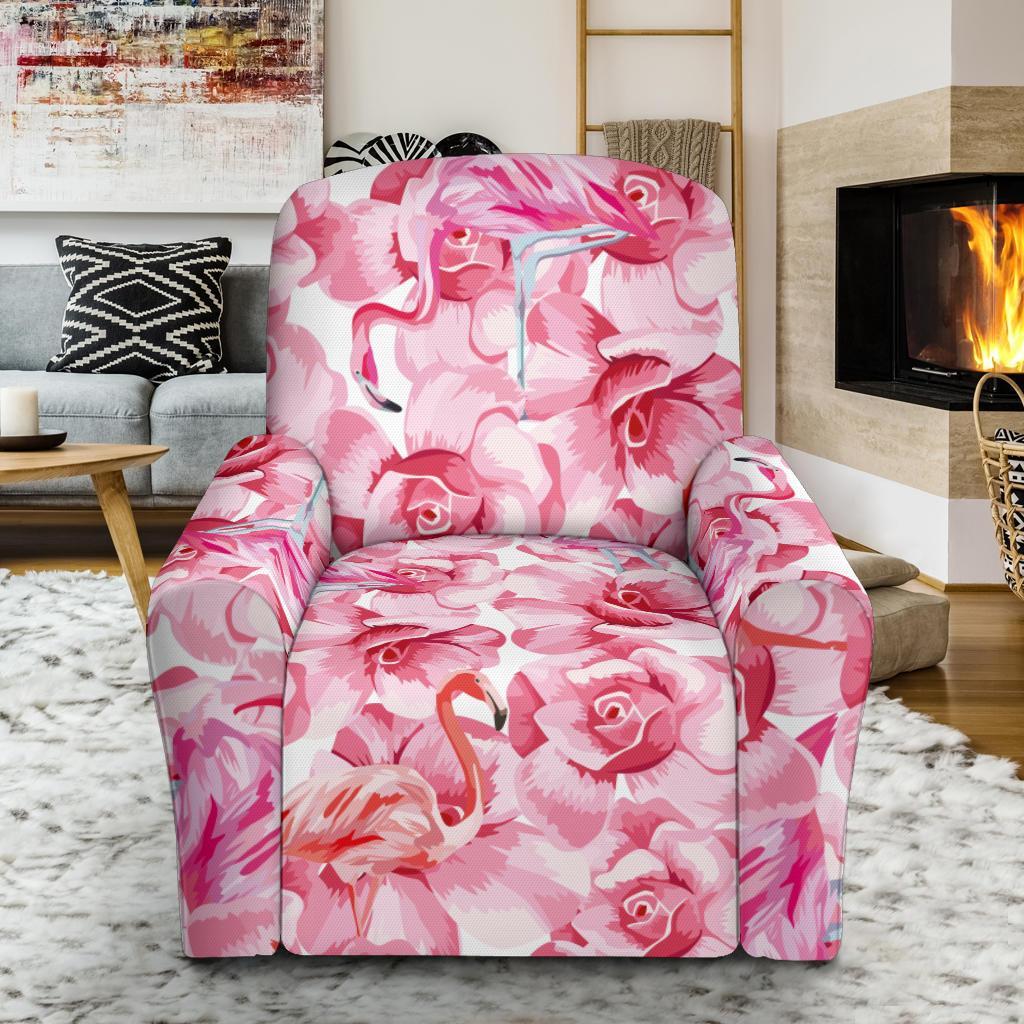 Hawaiian Tropical Flamingo Floral Pattern Print Recliner Cover-grizzshop