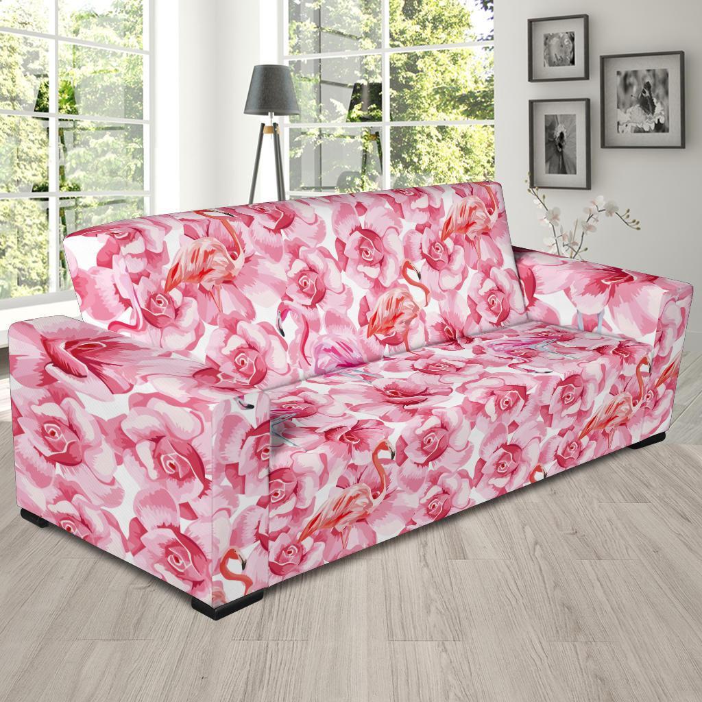 Hawaiian Tropical Flamingo Floral Pattern Print Sofa Covers-grizzshop