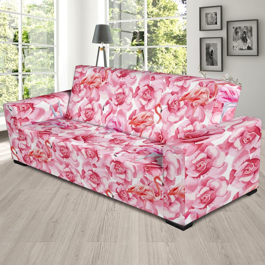 Hawaiian Tropical Flamingo Floral Pattern Print Sofa Covers-grizzshop