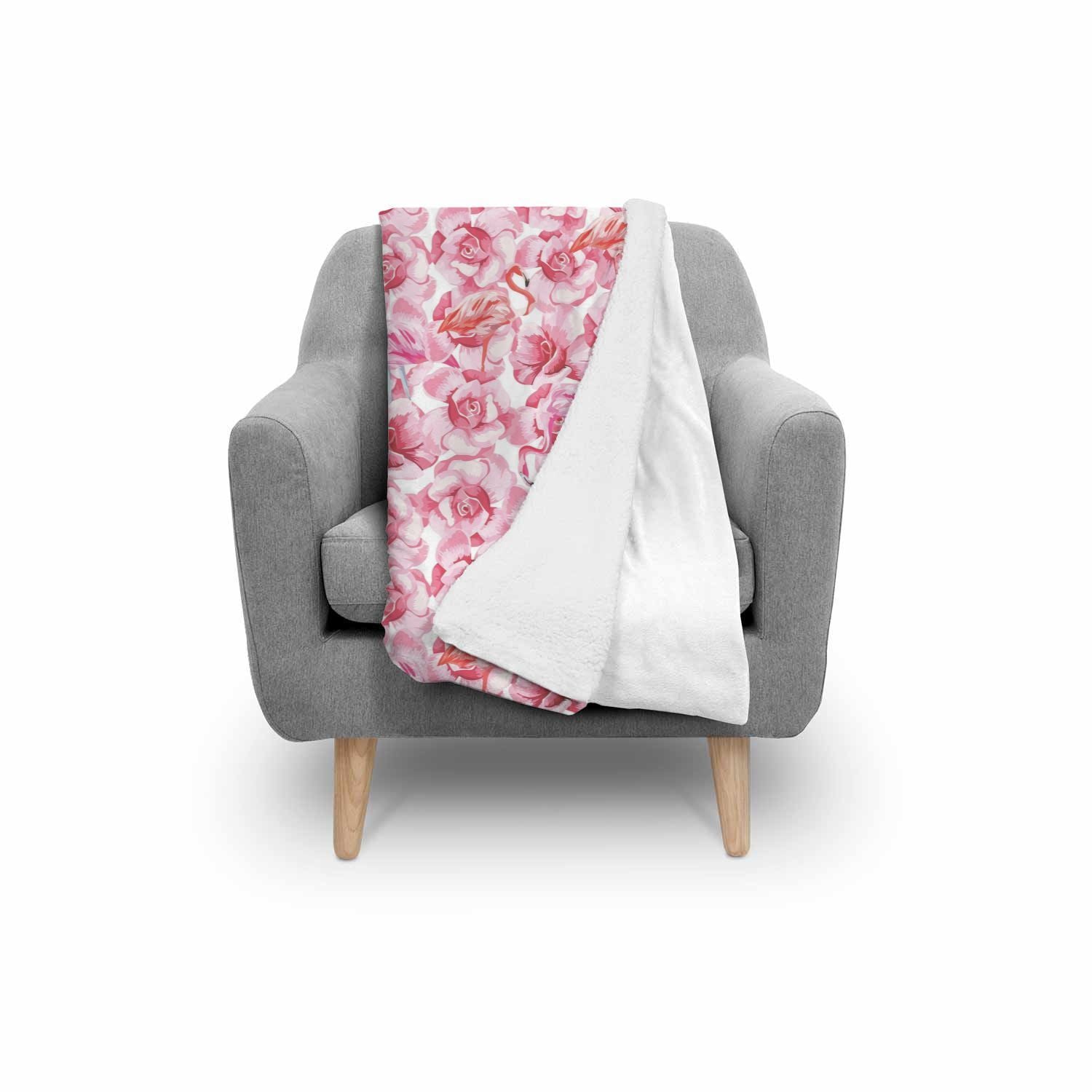 Hawaiian Tropical Flamingo Floral Pattern Print Throw Blanket-grizzshop