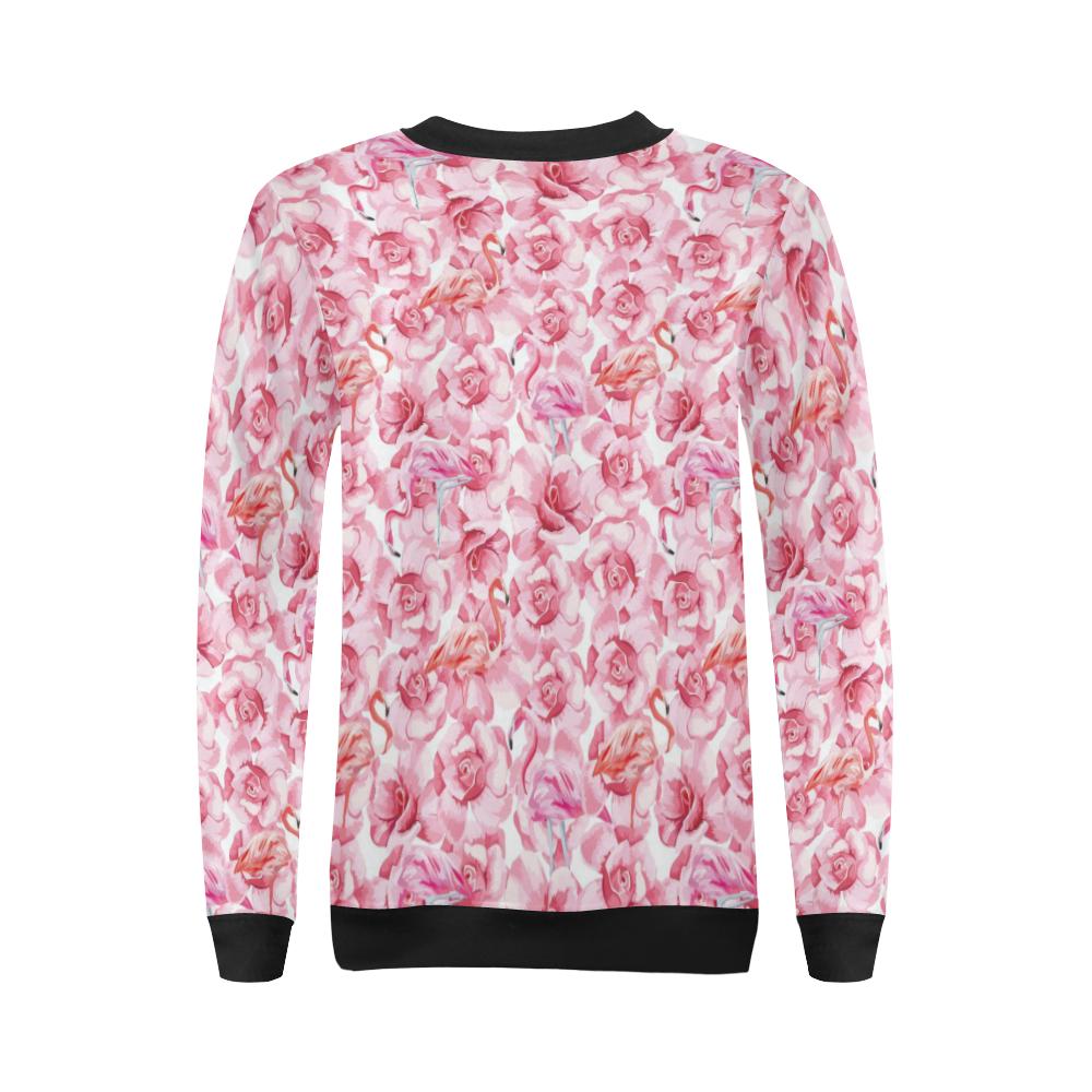 Hawaiian Tropical Flamingo Floral Pattern Print Women Crewneck Sweatshirt-grizzshop