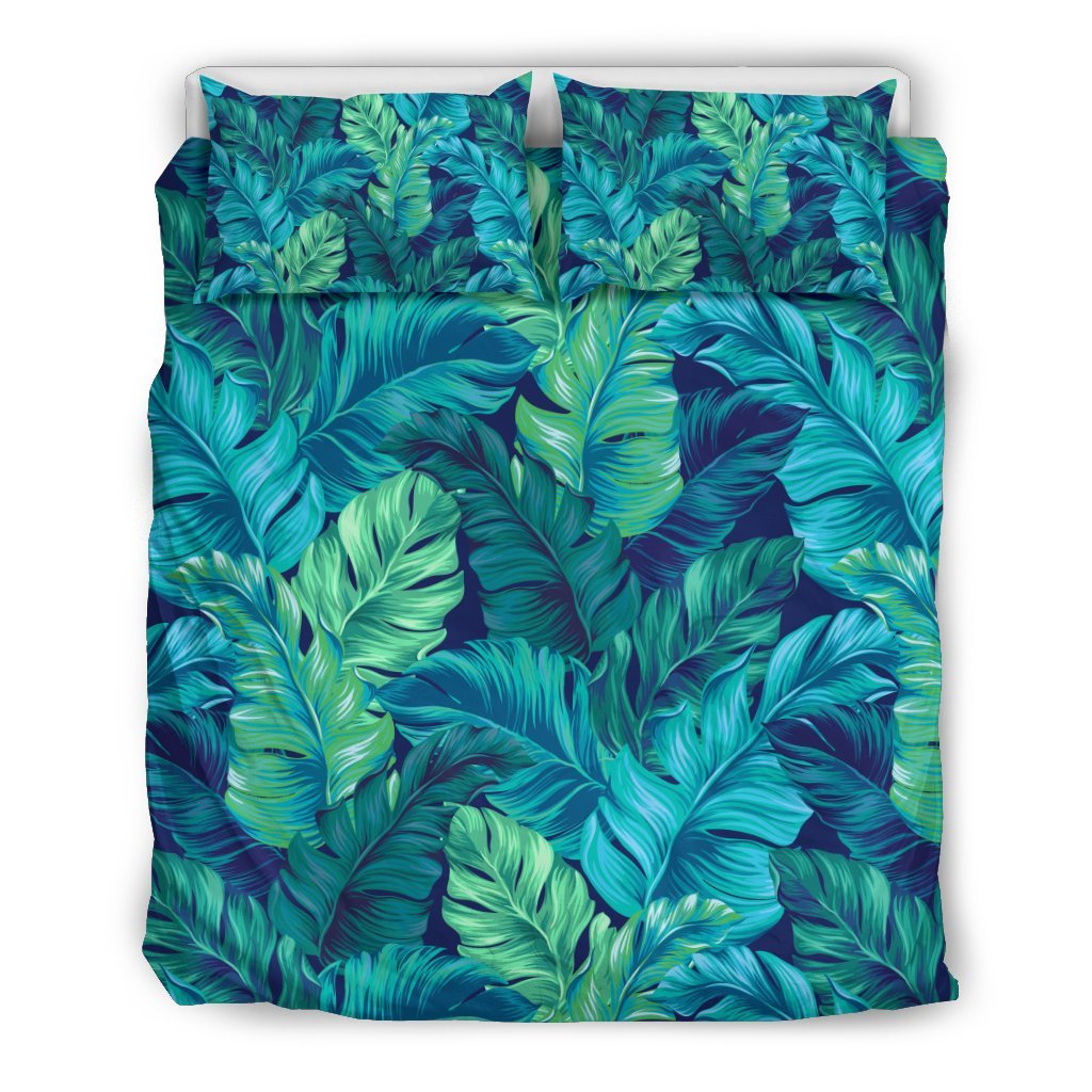 Hawaiian Tropical Palm Leaves Pattern Print Duvet Cover Bedding Set-grizzshop