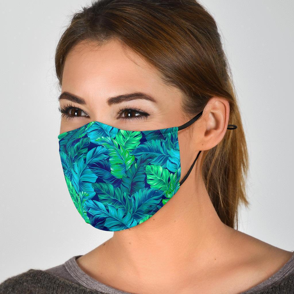 Hawaiian Tropical Palm Leaves Pattern Print Face Mask-grizzshop