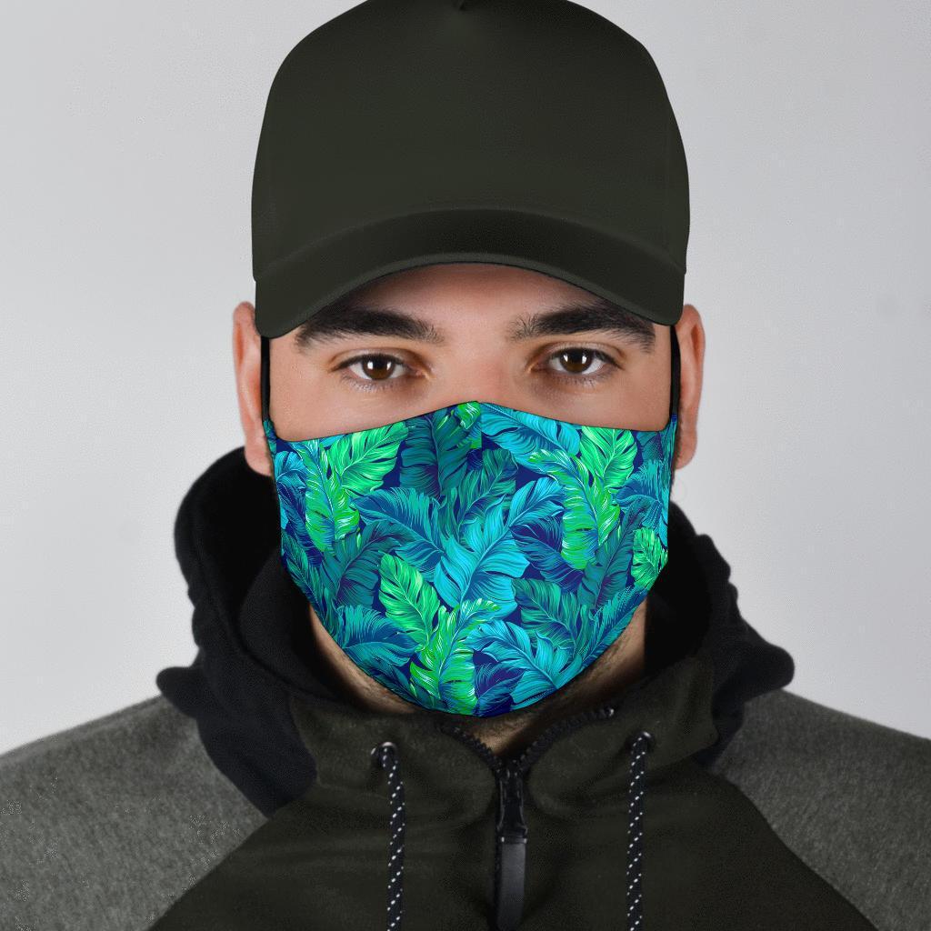 Hawaiian Tropical Palm Leaves Pattern Print Face Mask-grizzshop