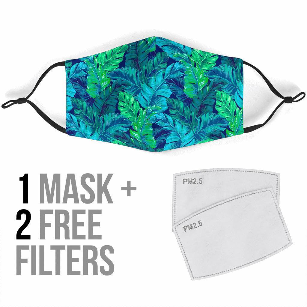 Hawaiian Tropical Palm Leaves Pattern Print Face Mask-grizzshop