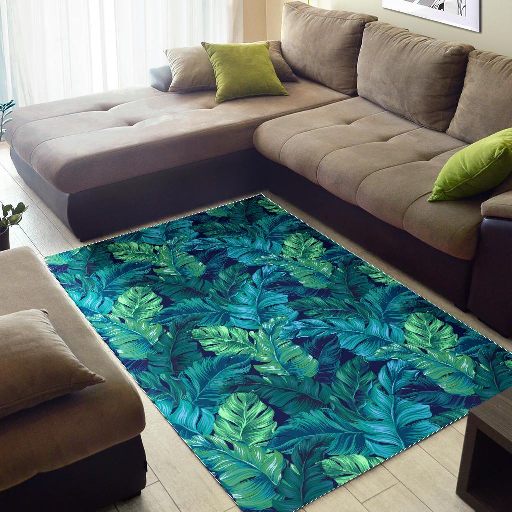 Hawaiian Tropical Palm Leaves Pattern Print Floor Mat-grizzshop