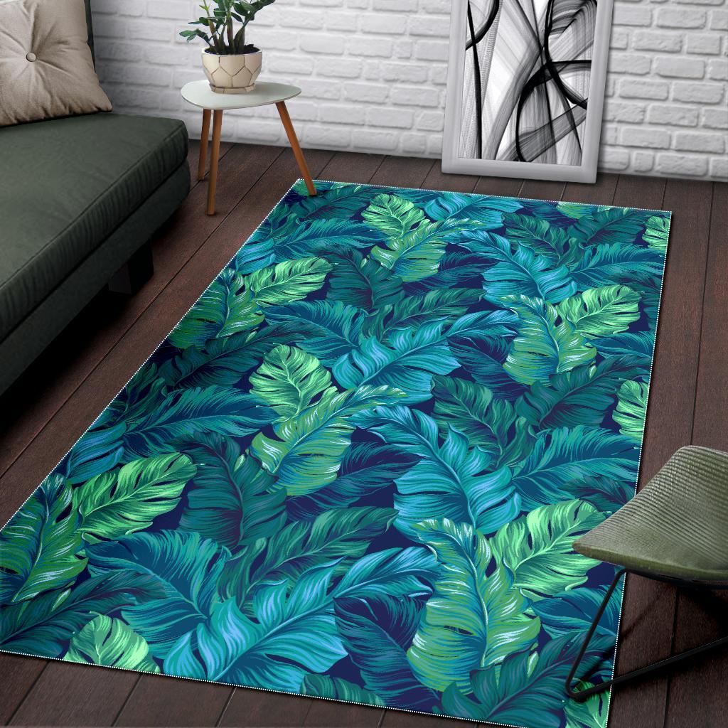 Hawaiian Tropical Palm Leaves Pattern Print Floor Mat-grizzshop