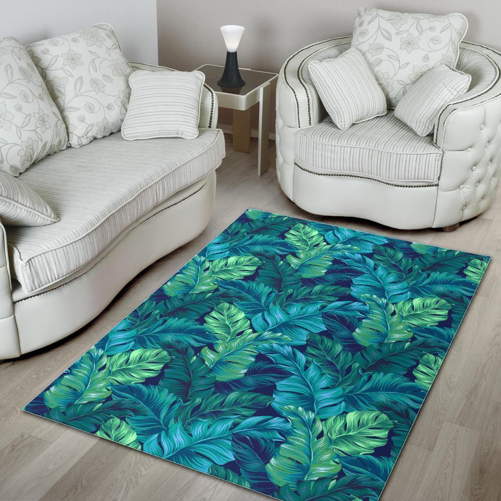Hawaiian Tropical Palm Leaves Pattern Print Floor Mat-grizzshop