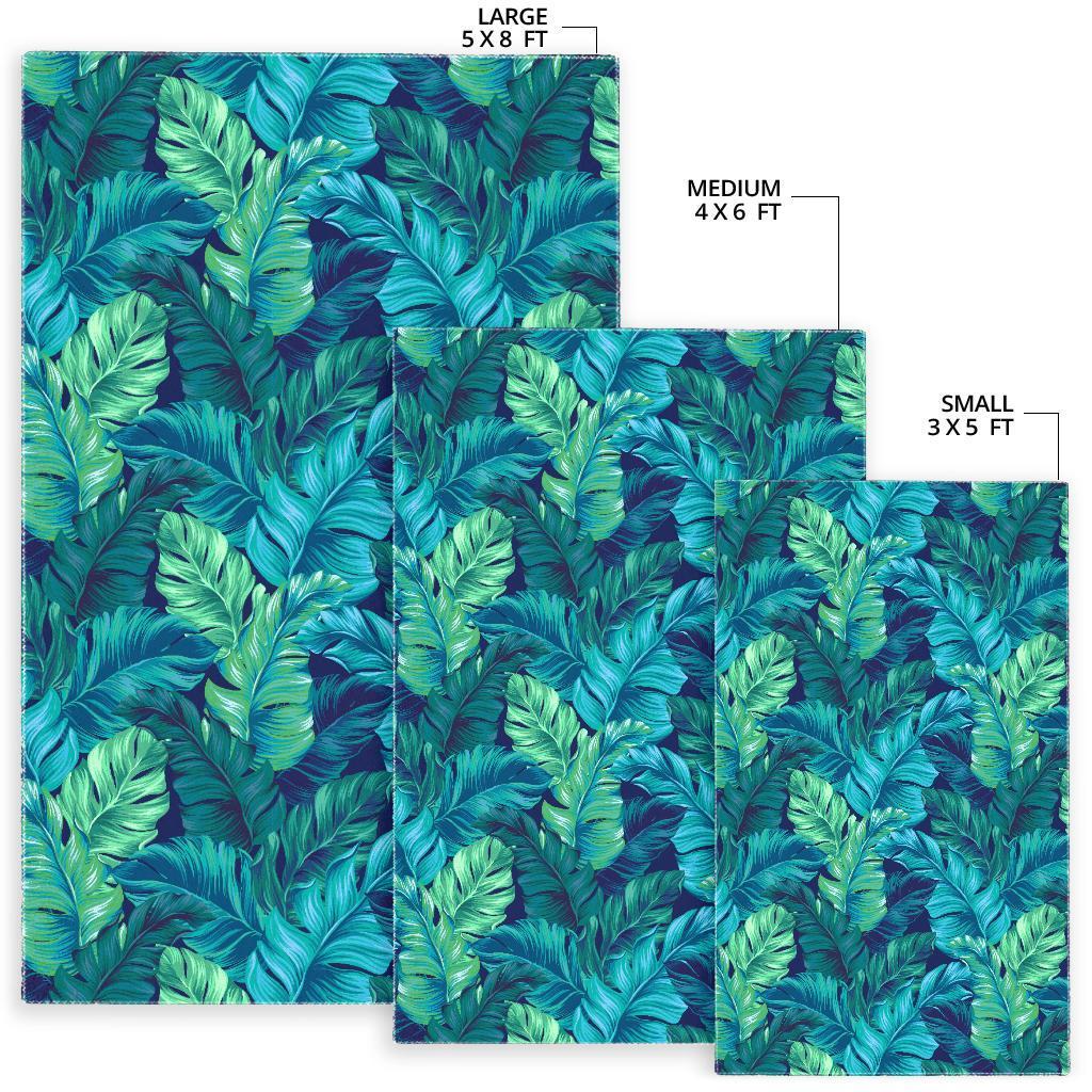 Hawaiian Tropical Palm Leaves Pattern Print Floor Mat-grizzshop