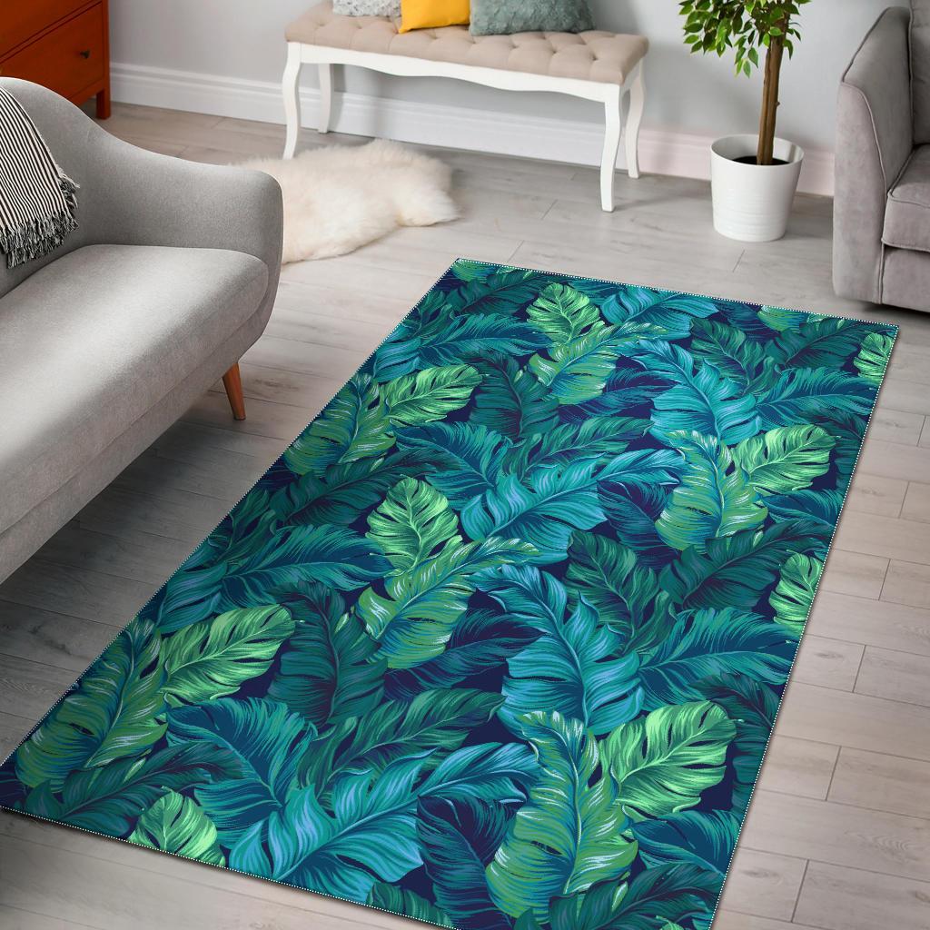 Hawaiian Tropical Palm Leaves Pattern Print Floor Mat-grizzshop