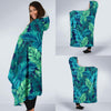 Hawaiian Tropical Palm Leaves Pattern Print Hooded Blanket-grizzshop