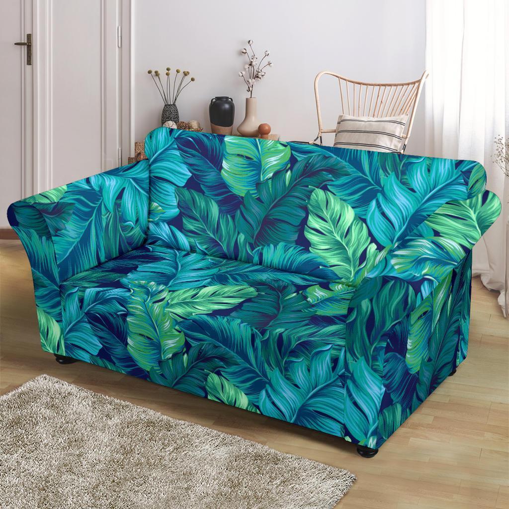 Hawaiian Tropical Palm Leaves Pattern Print Loveseat Cover-grizzshop