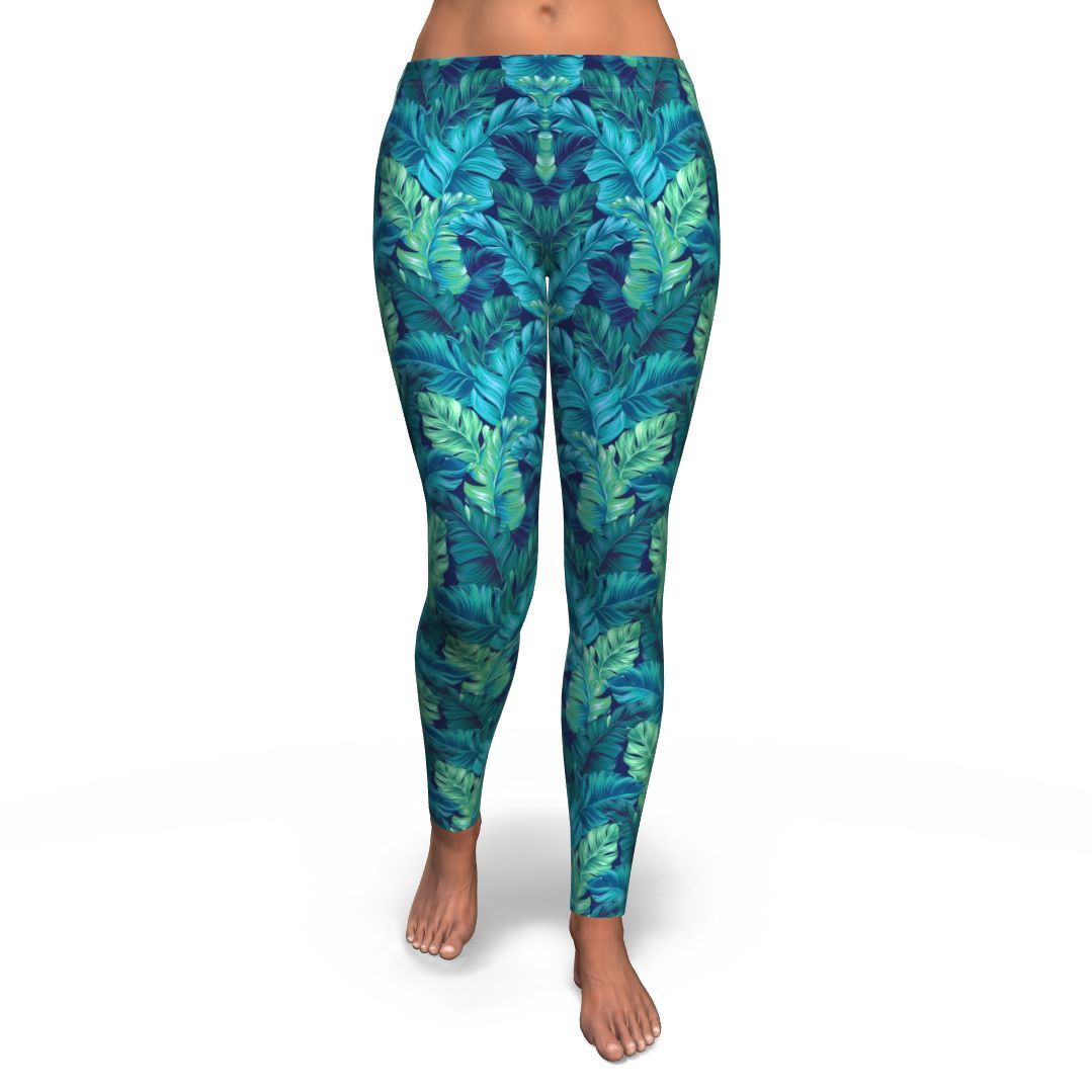 Hawaiian Tropical Palm Leaves Pattern Print Pattern Women Leggings-grizzshop