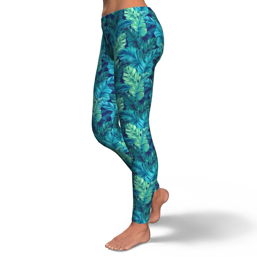 Hawaiian Tropical Palm Leaves Pattern Print Pattern Women Leggings-grizzshop