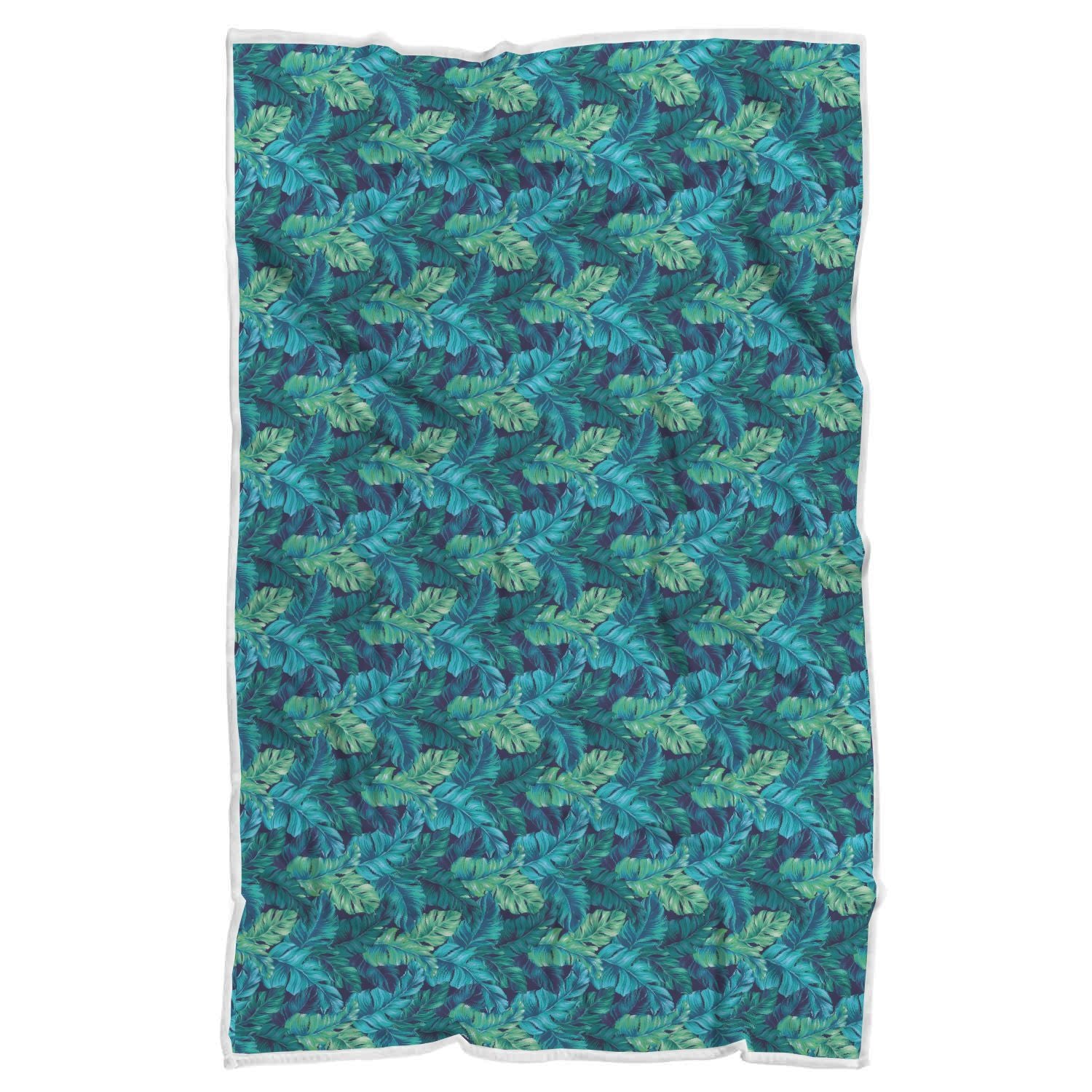 Hawaiian Tropical Palm Leaves Pattern Print Throw Blanket-grizzshop