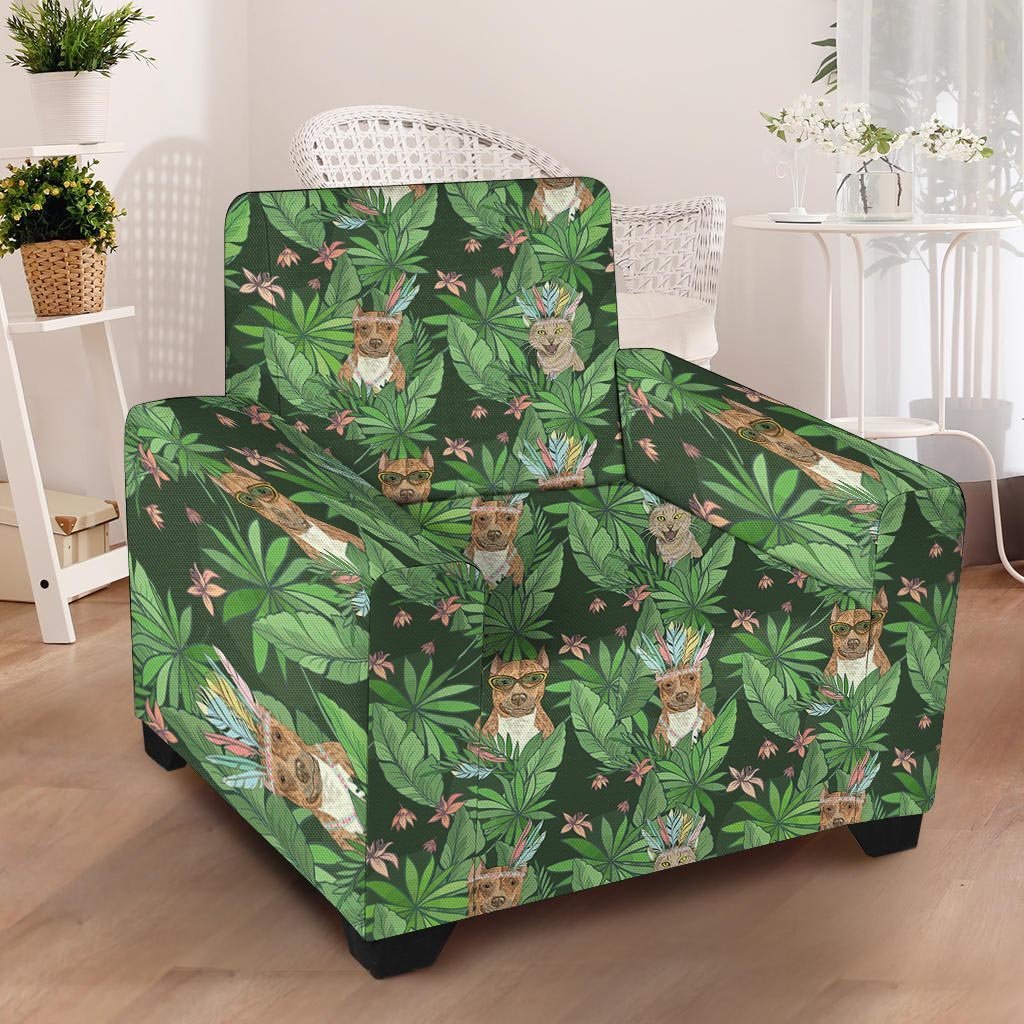 Hawaiian Tropical Pitbull Armchair Cover-grizzshop