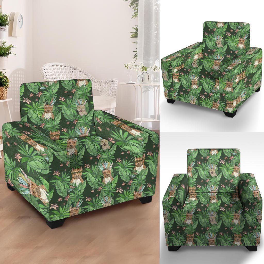 Hawaiian Tropical Pitbull Armchair Cover-grizzshop