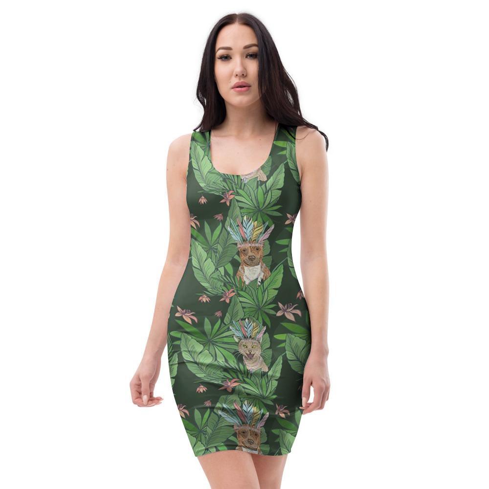 Hawaiian Tropical Pitbull Bodycon Dress-grizzshop