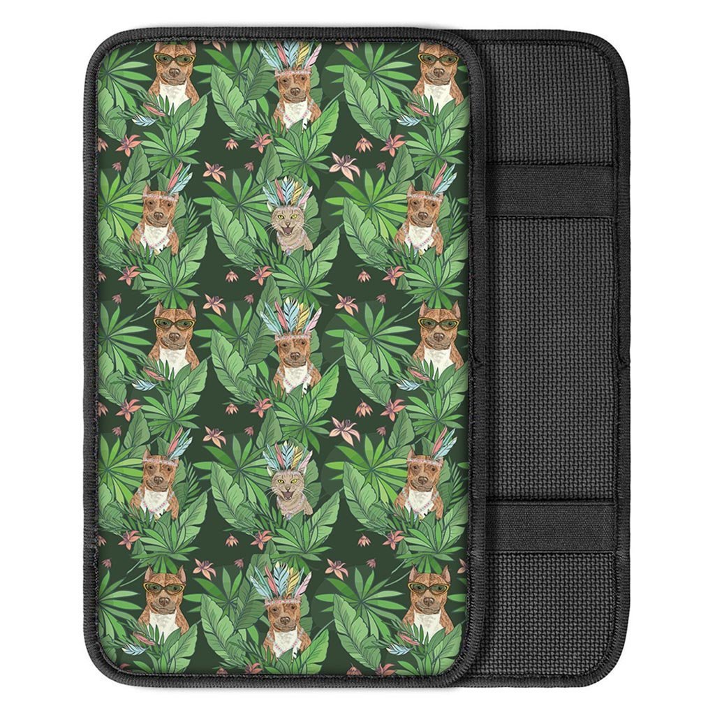 Hawaiian Tropical Pitbull Car Console Cover-grizzshop