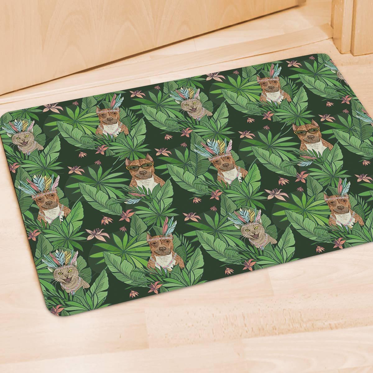 Hawaiian Tropical Pitbull Door Mat-grizzshop