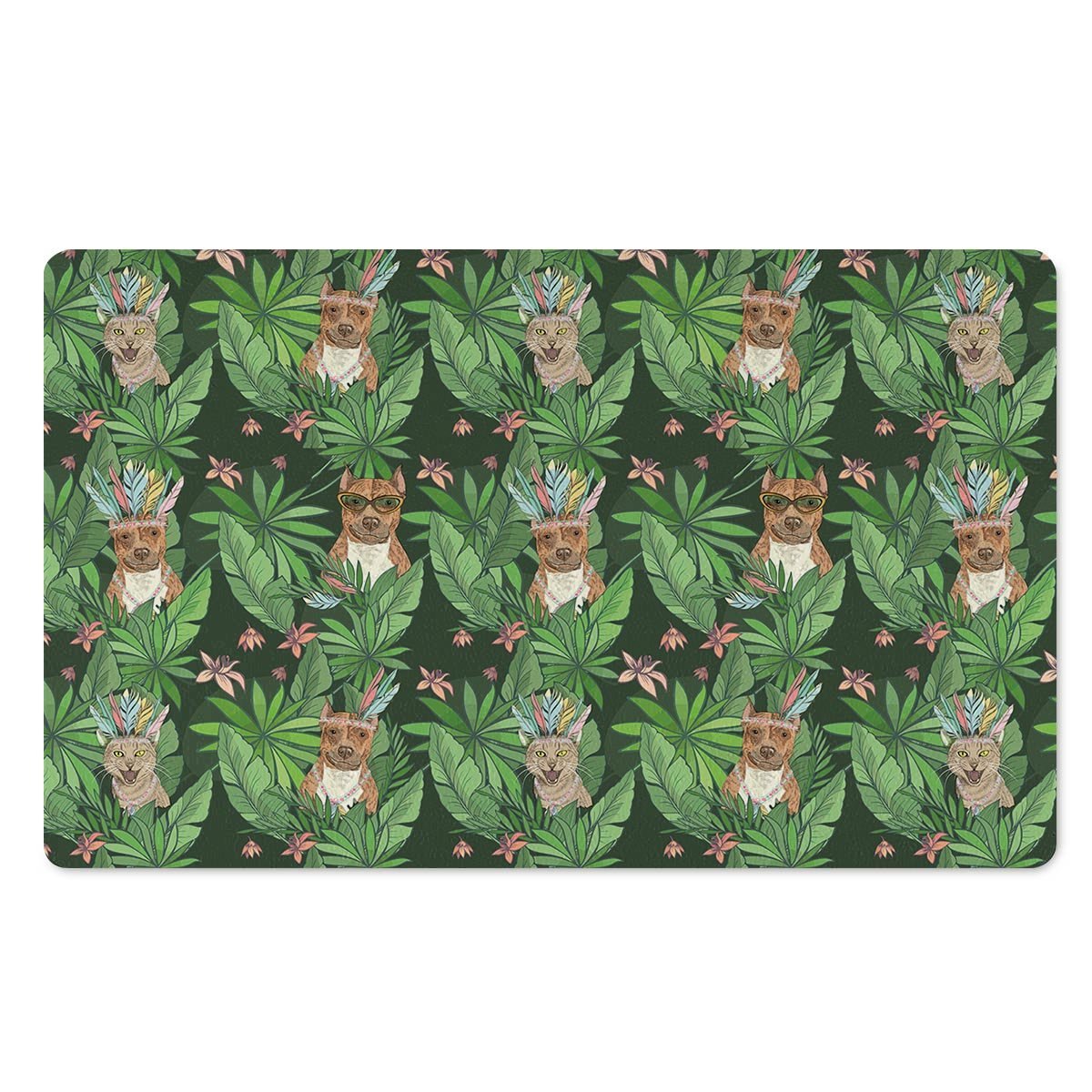 Hawaiian Tropical Pitbull Door Mat-grizzshop