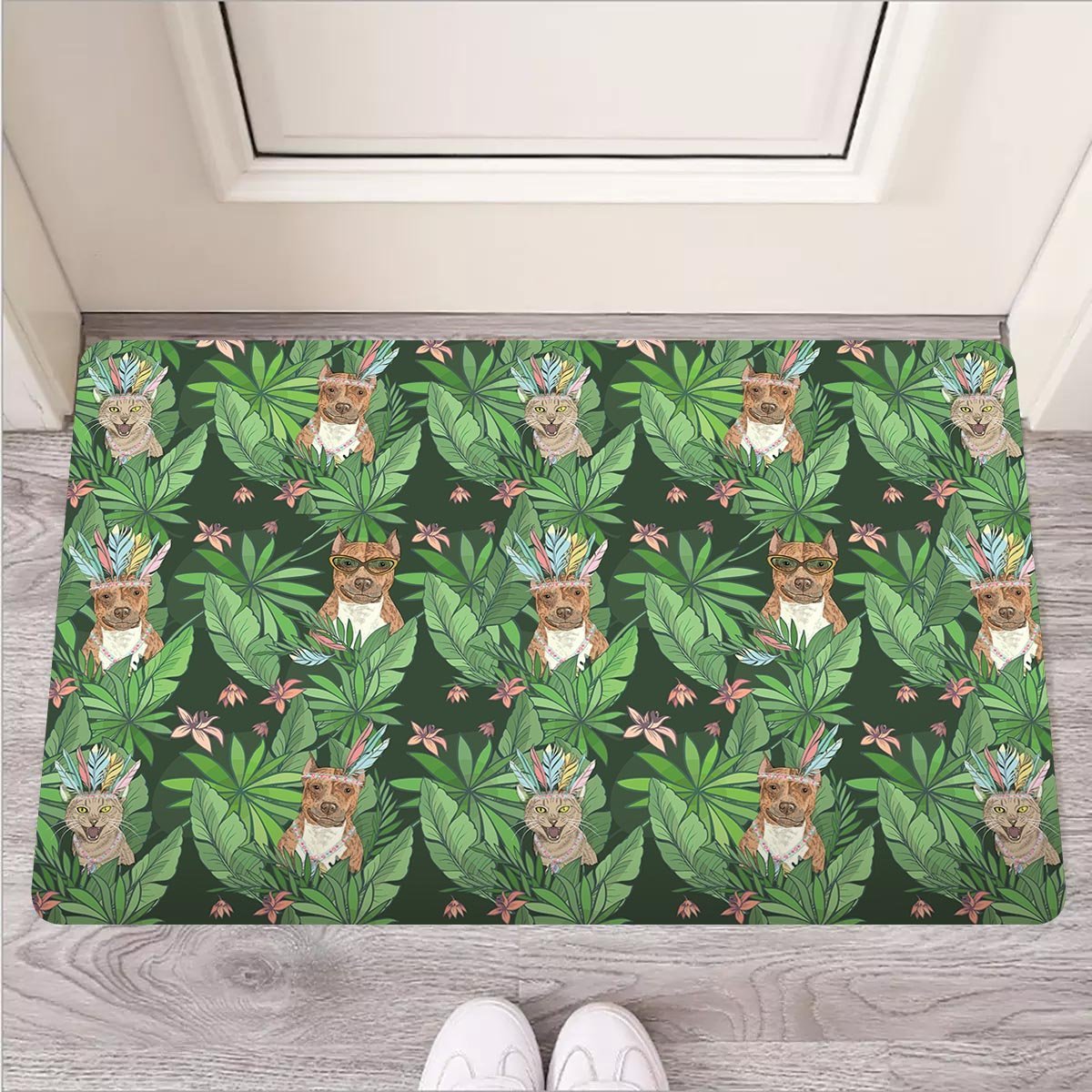 Hawaiian Tropical Pitbull Door Mat-grizzshop