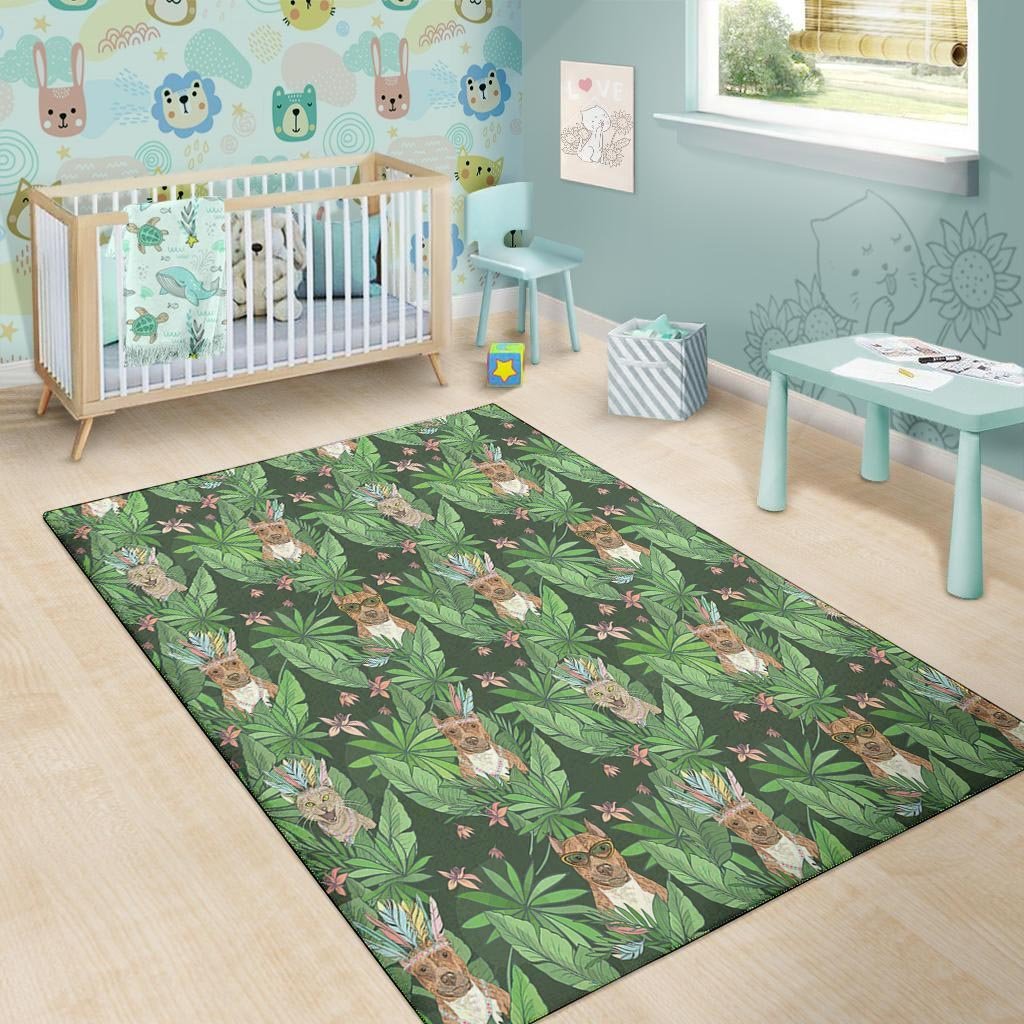 Hawaiian Tropical Pitbull Floor Mat-grizzshop