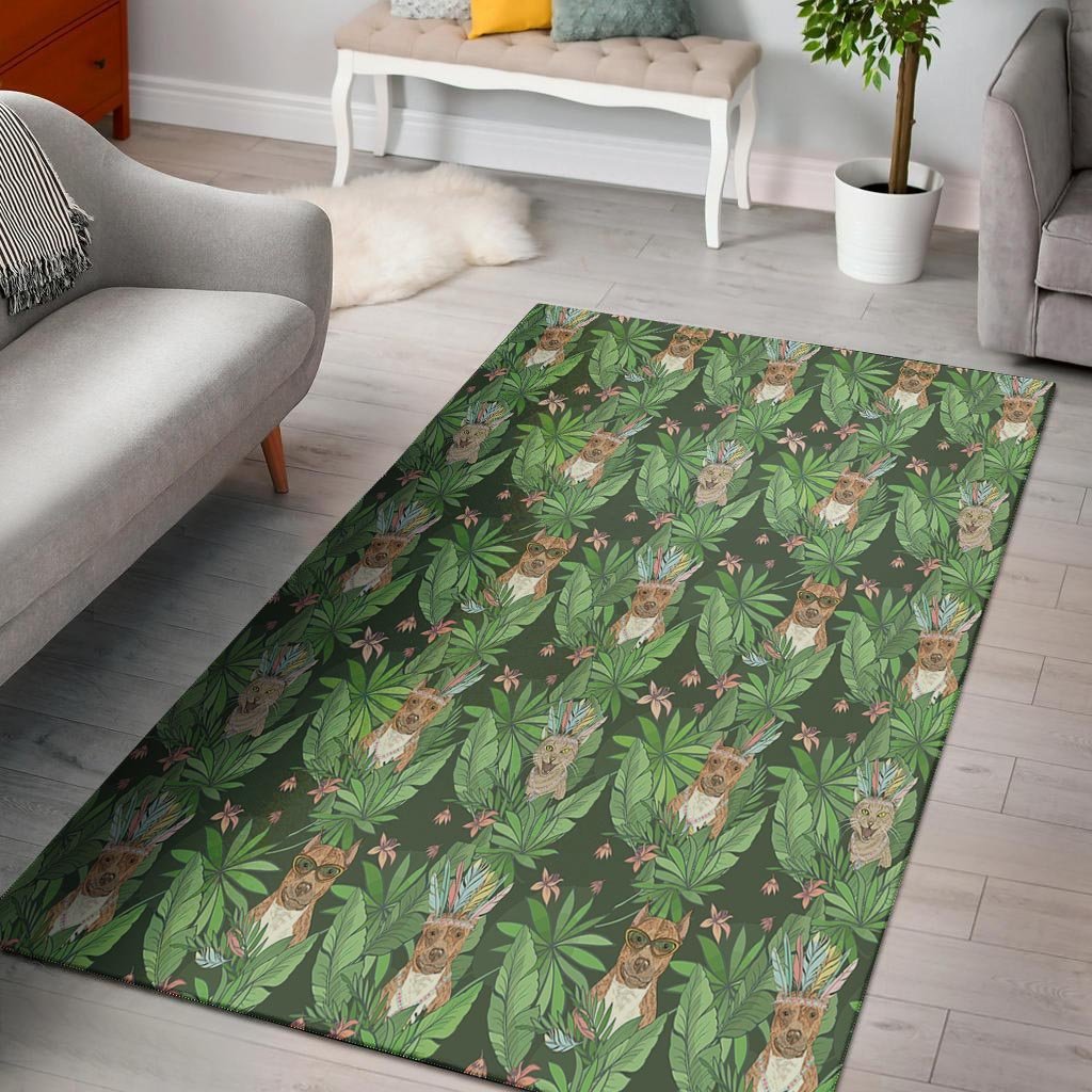 Hawaiian Tropical Pitbull Floor Mat-grizzshop